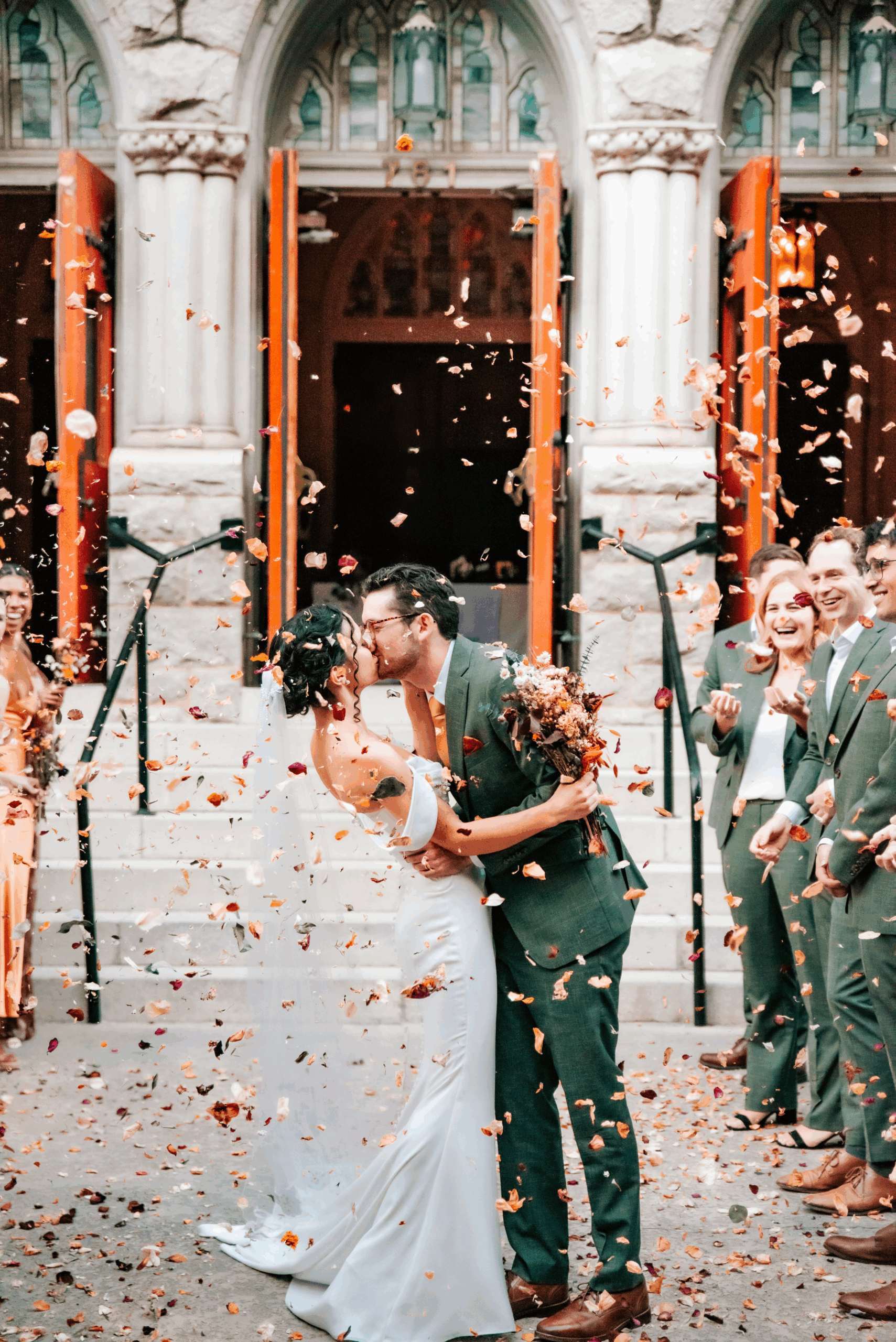 exo friendly flower petal send off - weddings by kattie jackson